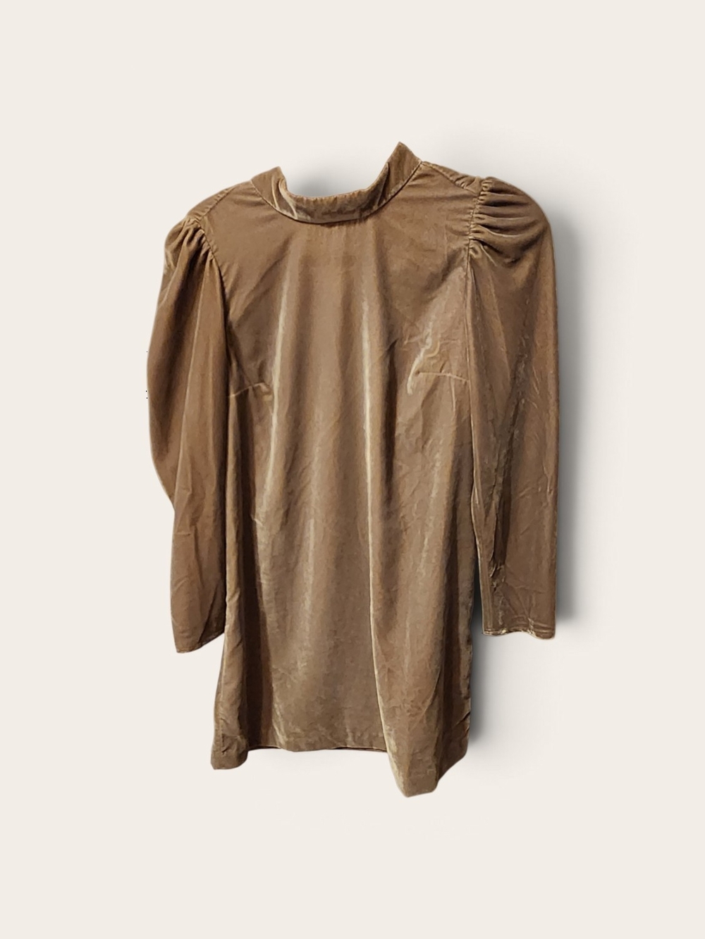 Gap Women's Velvet Puff-Sleeve Mini Dress- Brown